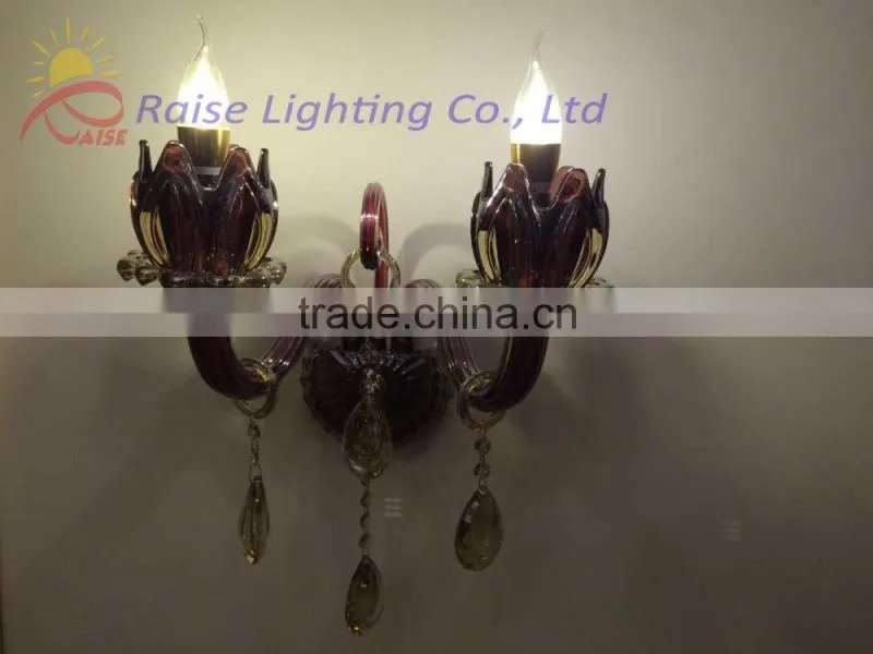 Purple candle wall sconces with crystals , crystal wall sconce for hotel