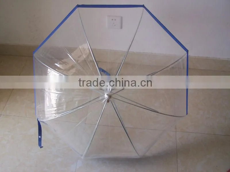 23inches*8ribs j handle blue slim trim custom bubble plastic umbrella