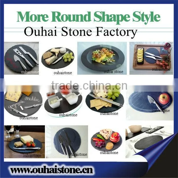 Laser groove line black board slate pizza stone