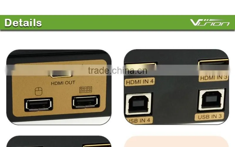 Vision new arrival 4ports USB HDMI KVM Switch in metal box