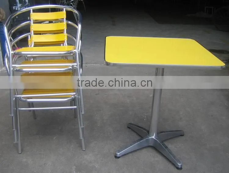cheap restaurant furniture cast aluminum chair with stainless steel table YC001 YT2