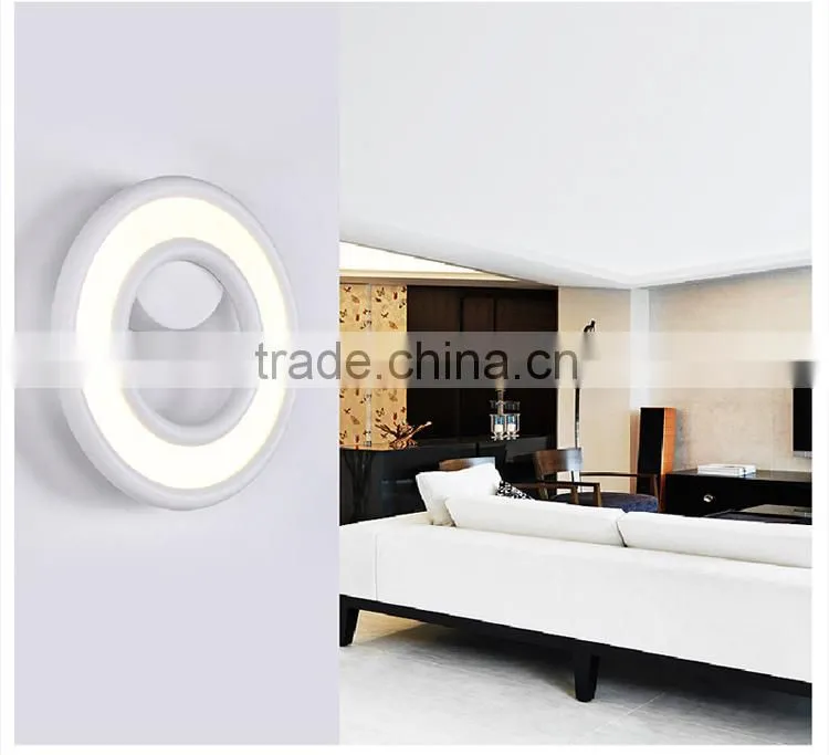 High Power Cool White Modern Wall Lamps 6W White Round Acrylic Wall Lamps