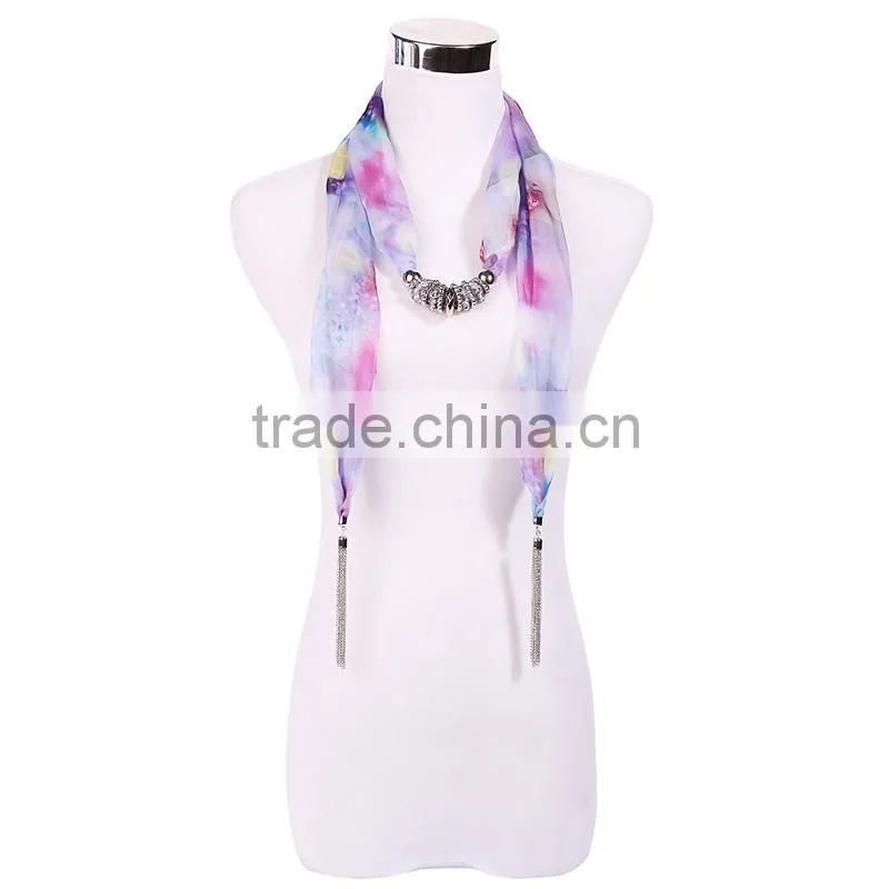 China fashion jewelry new product soft chiffon scarf fashion necklaces