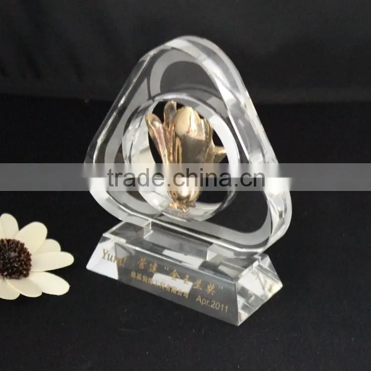 new design gold flower shaped awards for decorative