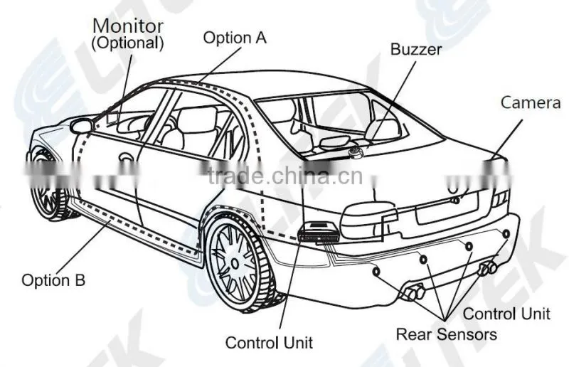 Ultrasonic radar detector with car night vision reverse camera DC12V for volkswagen