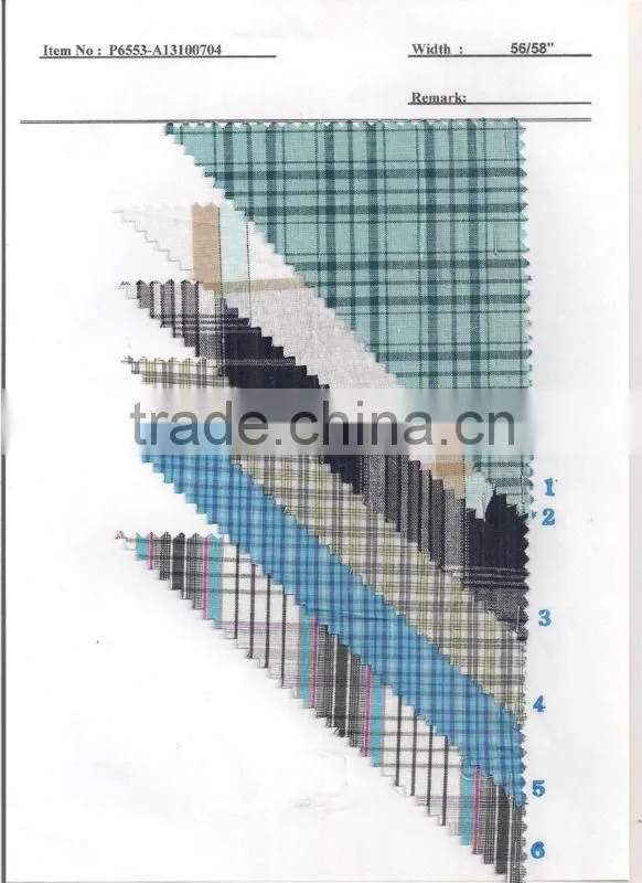 100% Cotton Yarn Dyed Shirting Fabric Textile Stock:P6553-A13100704