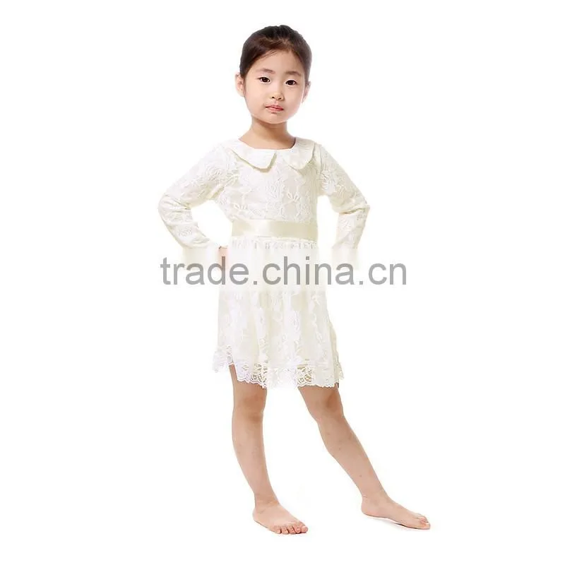 2016 lace long sleeve baby girls vintage wedding dress