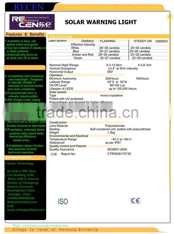 DWS502 Best Selling Solar Warning Light