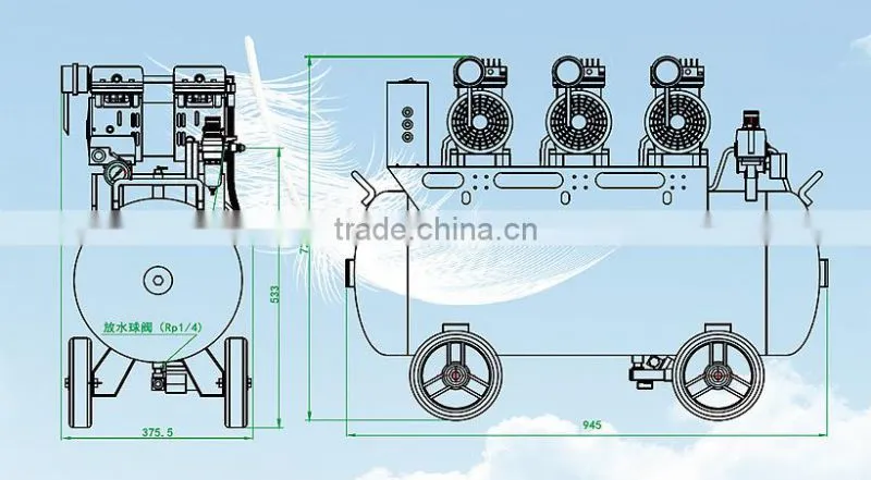 movable oilless silent dental air compressor(TW7503)