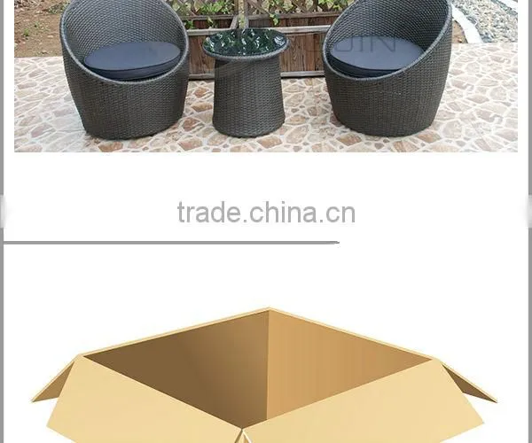 Waterproof Circular PE Rattan Chairs with End Table