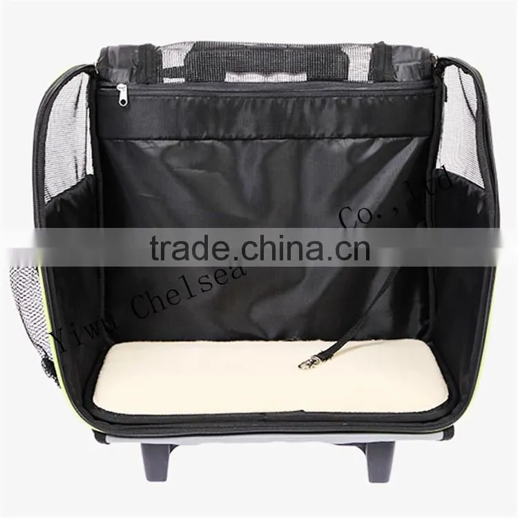 Backpack Pet Carrier on wheels travel rolling Luggage dog bags walking with mat