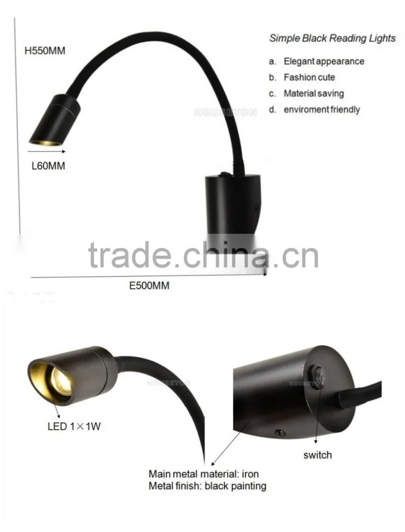 Hotel bedside black up and down wall light led,Black up and down wall light led,Up and down wall light led WL1080