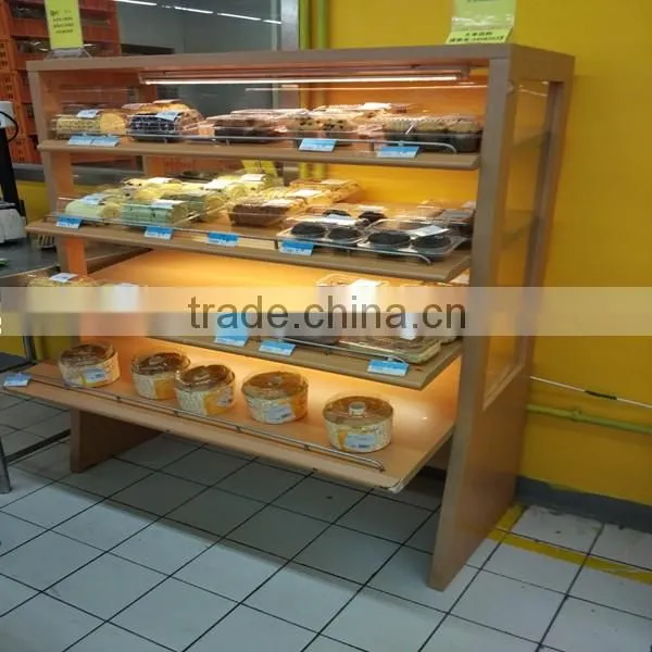 food display rack/wood bread display rack for supermarket and store