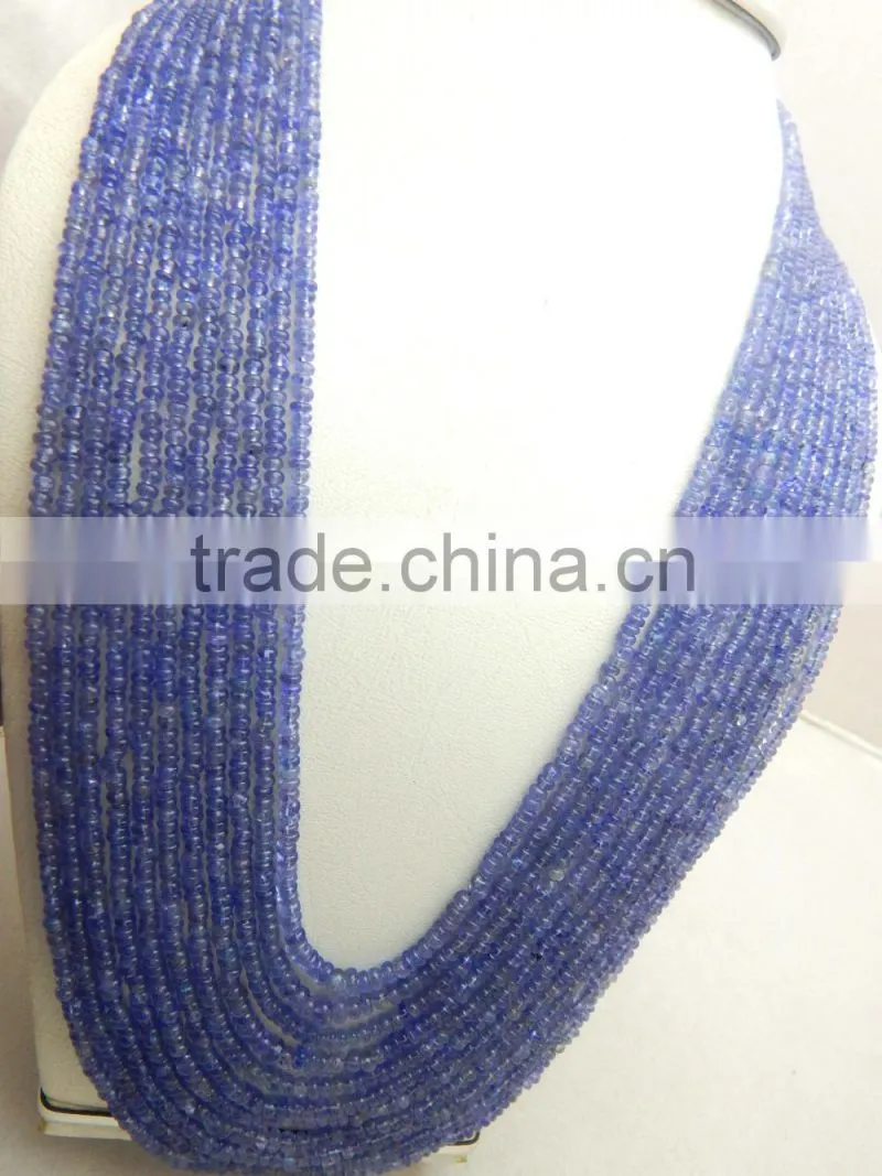 Natural Royal Blue Tanzanite Roundel Smooth Beads