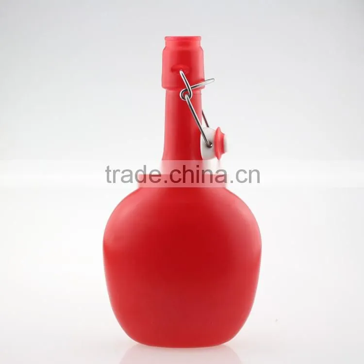 Hot sale good quality print glass bottles frosted alcohol bottles juice wine bottles
