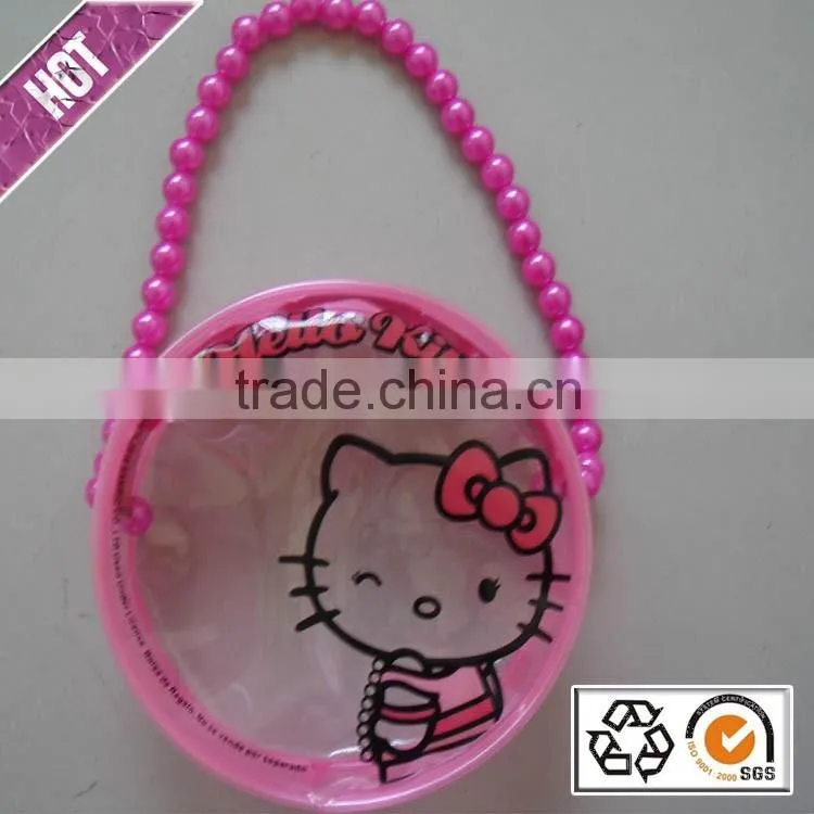 Cute Little Girl Shoulder Bag Beaded Princess PVC Zipper Bag Waterproof PVC Duffel Bag