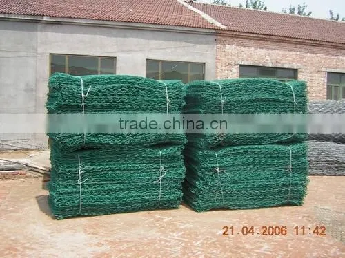 rock filled galfan wire+pvc coated gabion baskets/gabion box 2m*1m*1m