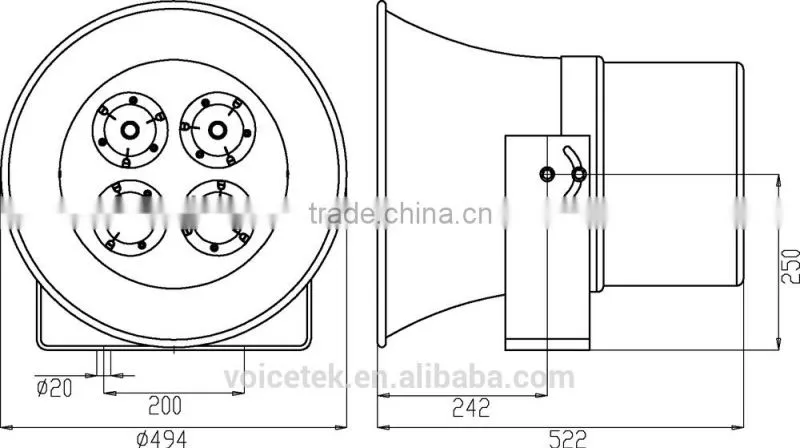 RAH-4C 100-600Watt high frequency high powered alarm siren speaker