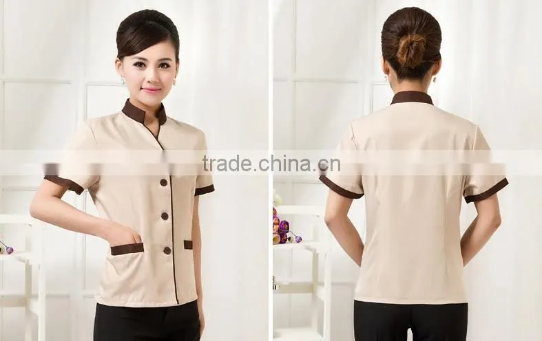 Cleaning service hotels overalls short-sleeved summer clothing cleaning staff cleaning rooms restaurant uniforms 100% polyester