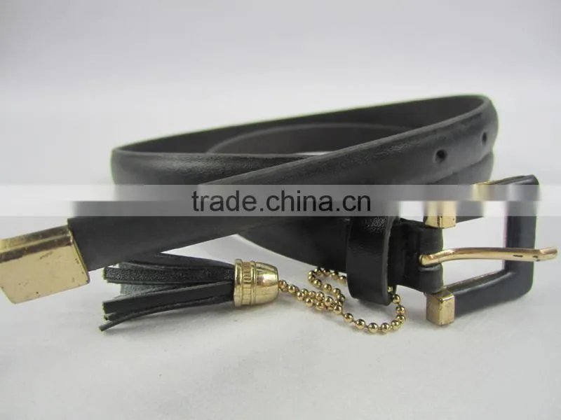 cheap price black skinny funny PU leather belt for girl