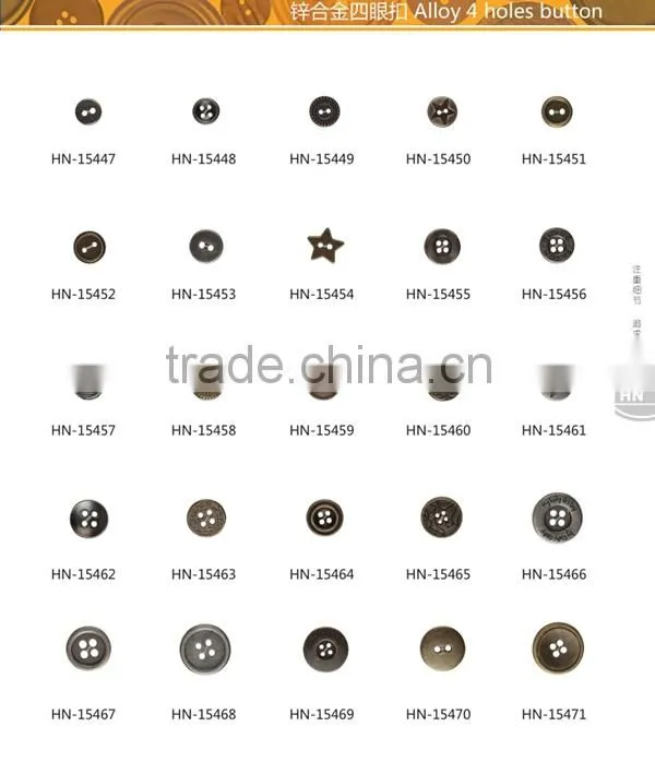 Oeko-tex approved custom made 4-hole metal button