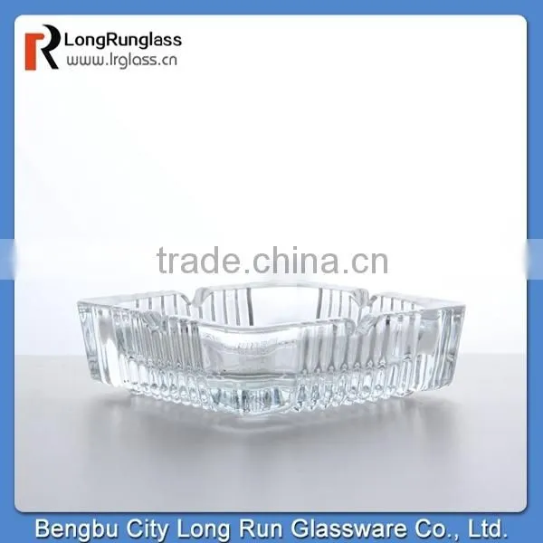LongRun classico design vertical stripes carved square glass ashtray