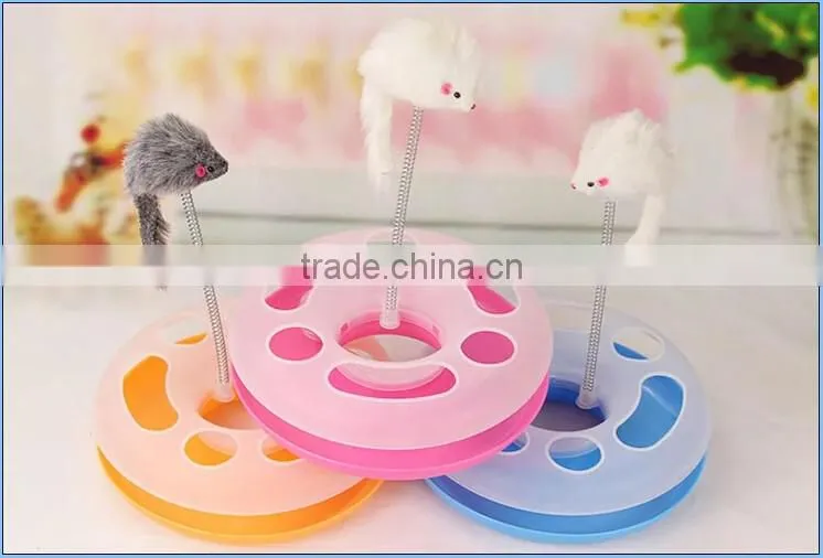 Pet Cat Kitten Cicle Play Toy with Spring Rat and Ball funny Cat Toy - 29 cm
