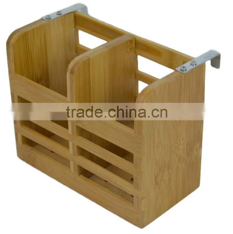 BH005/Hanger Bamboo Flatware Dish Rack Holder Accessory with Metal Utensil Clips