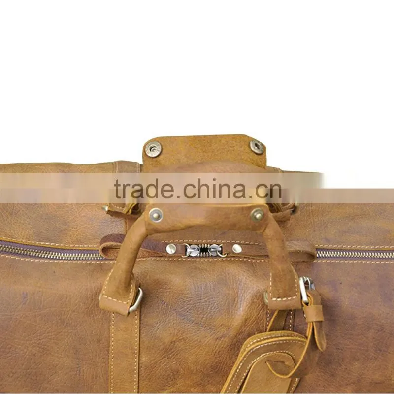 2016 hot sale Genuine leather luggage travel bag duffle bags brown