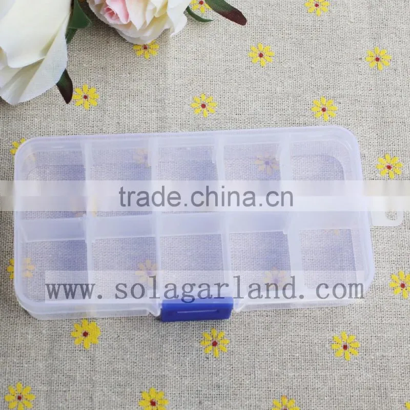 2.3*7.2*13.2CM Plastic 10 Slots Adjustable Jewelry Clear Storage Box Case Organizer Container