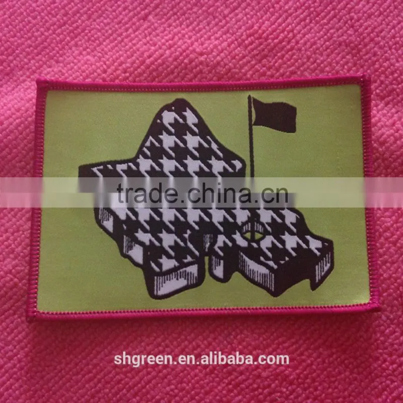 White soft damask woven label for children clothing