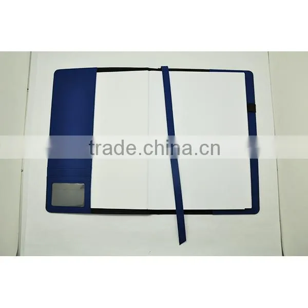 Hot sale creative notebook leather cover with elastic pen loop and ribbon