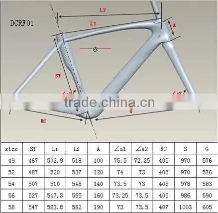 Full carbon fiber 700C Road bike frame+seat post+clamp+headset+fork