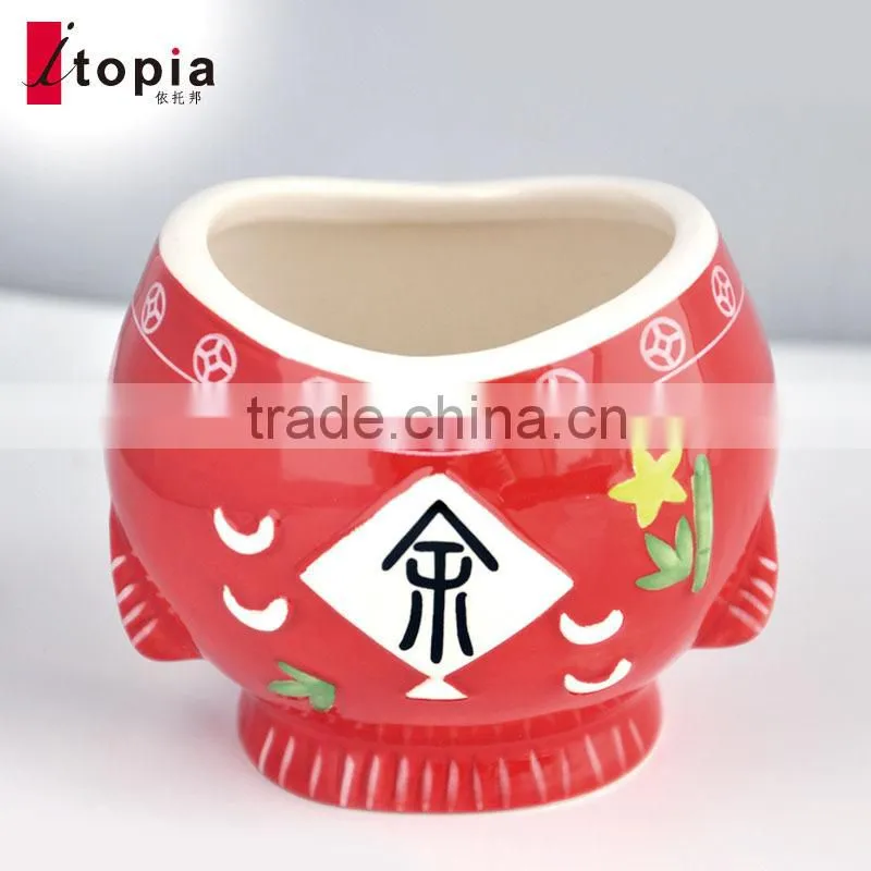 Red happiness and wholesale fish shaped fruit mug ceramic cup