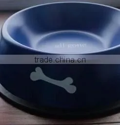 Non-slip Dog Puppy cat food drink Water Bowl Dish With Bone Printed New