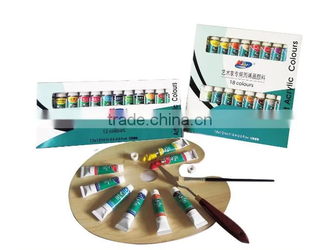 Wholesale artist acrylic colour 12ml with 12 color 18 color 24 color