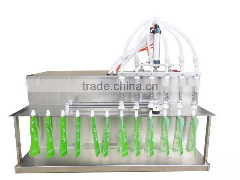 Semi automatic six heads liquid water filling machine for spout bags