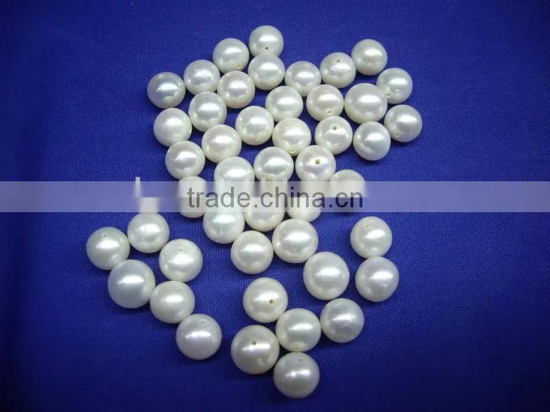 genuine nearly round white loose pearls with hole