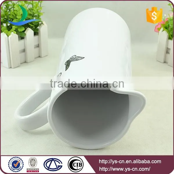 Black butterfly decal white ceramic bathroom jug