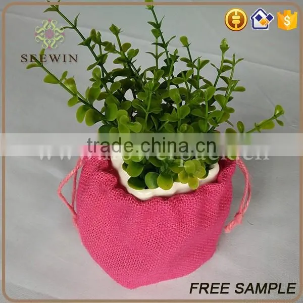 decorative colorful plastic jute flower bag garden flower pot