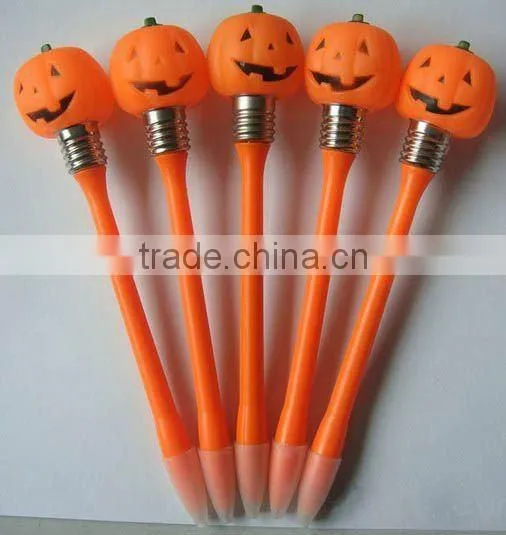Halloween Pumpkin shape Led light Plastic ball pen