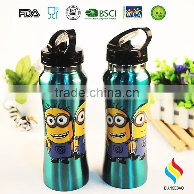 600ML stainless steel sports water bottle with straw