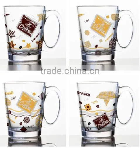 6oz 8oz 10oz 12oz Caffe Latte Espresso Cappuccino color printing coffee mug drinking glass mug with han
