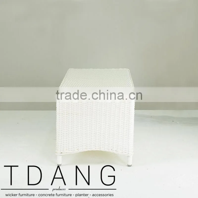 Valencia White Wicker Table - Outdoor Rattan Coffee Table