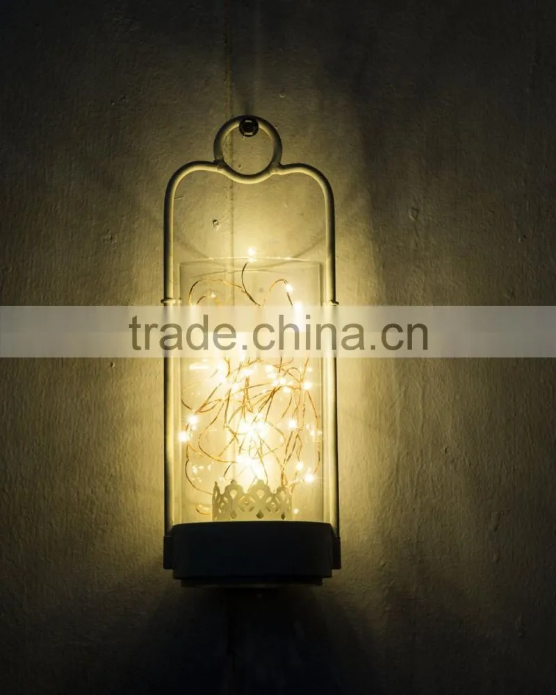 Desktop glass terrarium decorative warm white led string light
