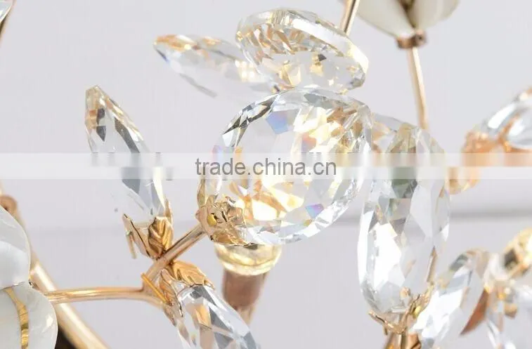 Royal Exquisite Handmade Porcelain and Crystal Green Floral Chandelier for Dining Room BF12-04284b