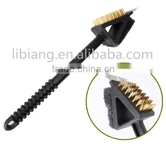 Wholesale 3 in one long handle bbq clean grill brush