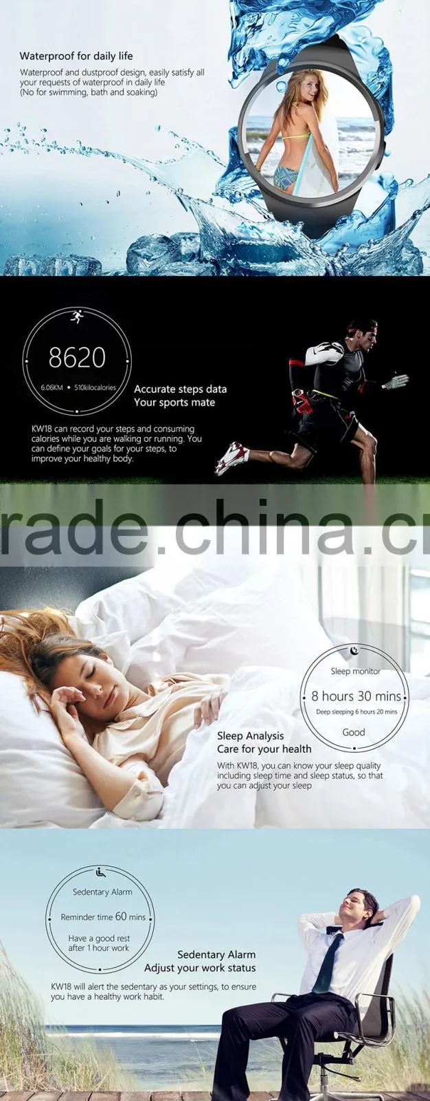 2017 luxury KW18 Bluetooth smart watch round dial talking watch with heart rate monitor GPS tracking watch