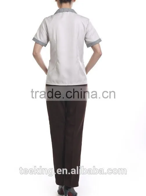 Classic design hotel housekeeping uniform for women
