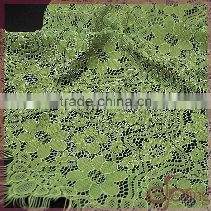 White flower design jacquard cotton nylon warp knitting fabric cotton lace fabric for dress